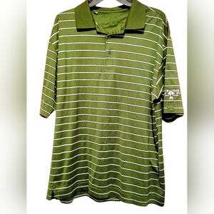 Cutter & Buck Olive & White Striped Large Golf Polo With TIMACUAN Insignia
